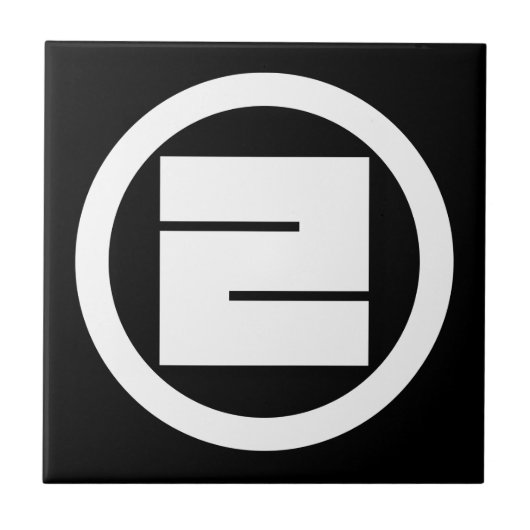 Quadratisches Kanji für ONE im Kreis Fliese