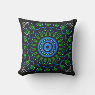 Quadratisches Kissen Design Jimette blau, grün und Für Draußen