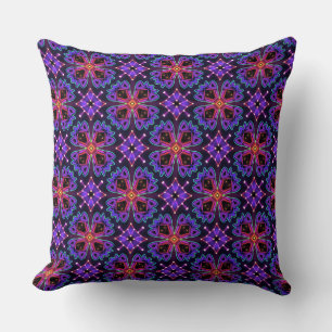 Quadratisches Kissen Jimette Design blau fuchsia l
