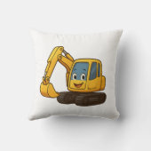 Quadratisches Kissen mit gelbem Baggerdesign (Rückseite)