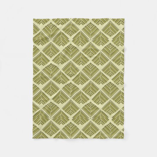 Quadratisches Leaf Muster Gold Limones Licht Fleecedecke (Vorderseite)