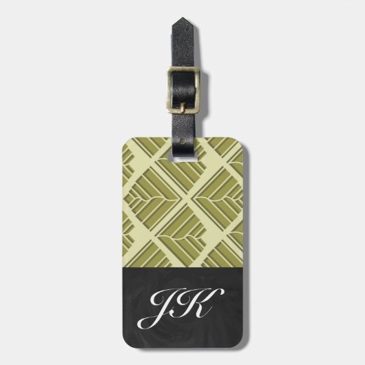 Quadratisches Leaf Muster Gold Limones Licht Gepäckanhänger (Vorderseite vertikal)