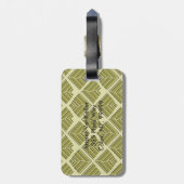 Quadratisches Leaf Muster Gold Limones Licht Gepäckanhänger (Rückseite vertikal)