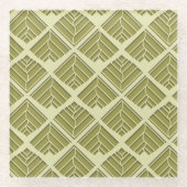 Quadratisches Leaf Muster Gold Limones Licht Glasuntersetzer (Vorderseite)