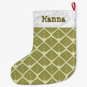 Quadratisches Leaf Muster Gold Limones Licht Großer Weihnachtsstrumpf (Rückseite)