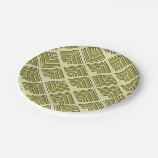 Quadratisches Leaf Muster Gold Limones Licht Pappteller (Schrägansicht)