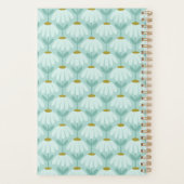 Quadratisches Monogramm Anfangs Teal Blau Vintage Planer (Rückseite)