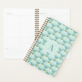 Quadratisches Monogramm Anfangs Teal Blau Vintage Planer (Anzeige)