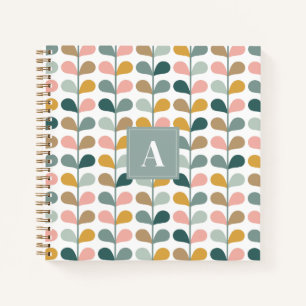 Quadratisches Monogramm Anfangsbuchstabe Blumen Bl Notizblock