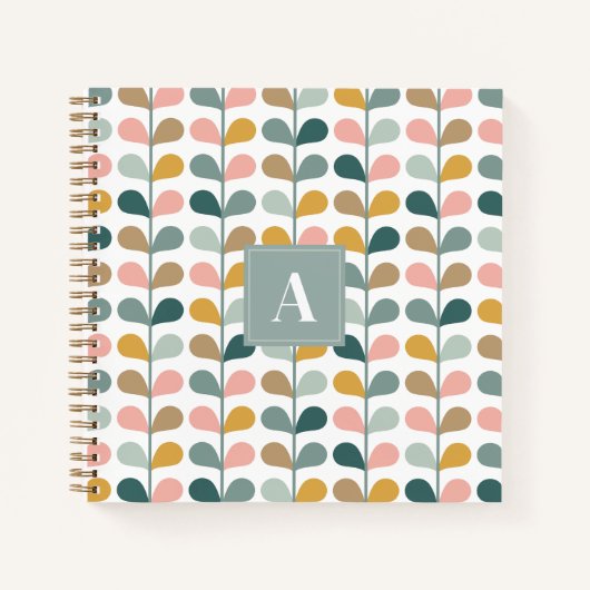 Quadratisches Monogramm Anfangsbuchstabe Blumen Bl Notizblock (Vorderseite)