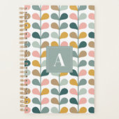 Quadratisches Monogramm Anfangsbuchstabe Blumenblä Planer (Vorderseite)