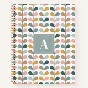 Quadratisches Monogramm Anfangsbuchstabe Blumenblü Notizblock