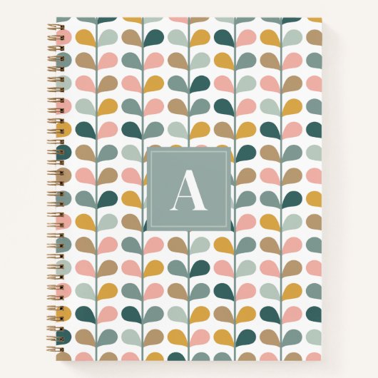 Quadratisches Monogramm Anfangsbuchstabe Blumenblü Notizblock (Vorderseite)