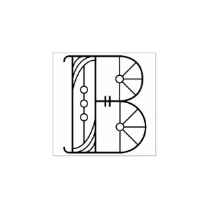Quadratisches Monogramm des Kunst-Deko-Buchstabe-B Gummistempel