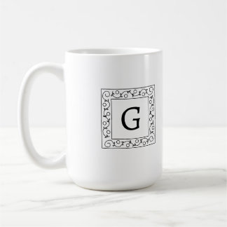Quadratisches Monogramm mit wirbelnden Reben Kaffeetasse
