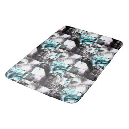 Quadratisches Mosaik chaotischer Texturen in Silbe Badematte