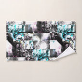 Quadratisches Mosaik chaotischer Texturen in Silbe Badhandtuch Set (Handtuch)