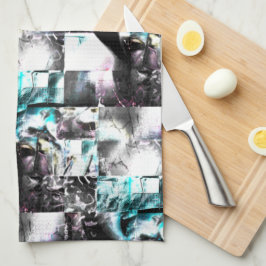 Quadratisches Mosaik chaotischer Texturen in Silbe Geschirrtuch