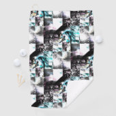 Quadratisches Mosaik chaotischer Texturen in Silbe Golfhandtuch (Insitu)