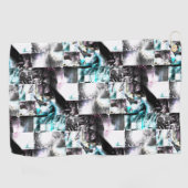 Quadratisches Mosaik chaotischer Texturen in Silbe Golfhandtuch (Horizontal)