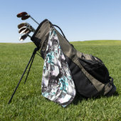 Quadratisches Mosaik chaotischer Texturen in Silbe Golfhandtuch (Gras)