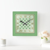 Quadratisches Muster für grüne und weiße Tile Quadratische Wanduhr (Zuhause)