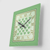 Quadratisches Muster für grüne und weiße Tile Quadratische Wanduhr (Winkel)