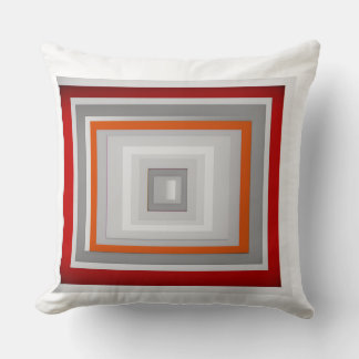Quadratisches Musterdesign Rot, Grau, Weiß, Orange Kissen
