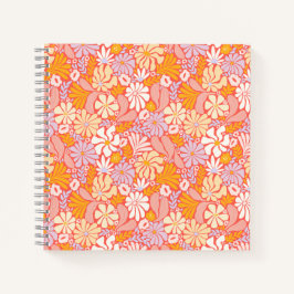 Quadratisches Notebook mit Retro Floral Cover Notizblock