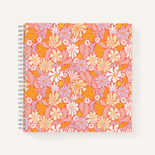 Quadratisches Notebook mit Retro Floral Cover Notizblock