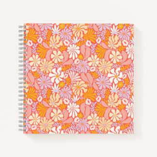 Quadratisches Notebook mit Retro Floral Cover Notizblock