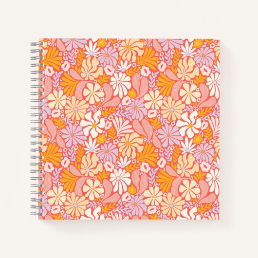 Quadratisches Notebook mit Retro Floral Cover Notizblock (Vorderseite)