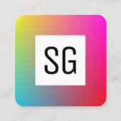 quadratisches Panel - Initialen - Gradient Y,M,B,R Quadratische Visitenkarte (Vorderseite)