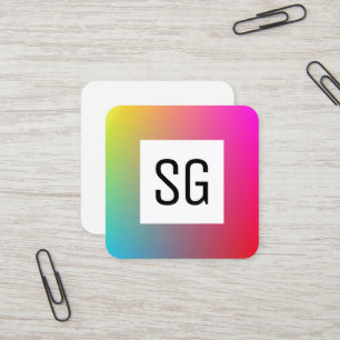 quadratisches Panel - Initialen - Gradient Y,M,B,R Quadratische Visitenkarte