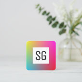 quadratisches Panel - Initialen - Gradient Y,M,B,R Quadratische Visitenkarte (Stehend Vorderseite)