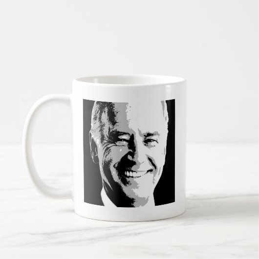 QUADRATISCHES PORTRÄT JOE BIDENS - .PNG KAFFEETASSE (Links)