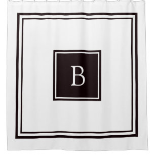 Quadratisches Rahmen-Schwarzweiss-Monogramm Duschvorhang