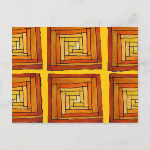quadratisches Retro-Art-Deco-Braun-Muster Postkarte