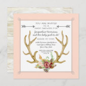 Quadratisches Rotwild-Geweih erröten Einladung (Vorne/Hinten)