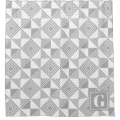 Quadratisches Triangle Geometric Grau White Monogr Duschvorhang (Vorderseite)