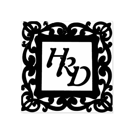 Quadratrahmenmonogramm Gummistempel (Prägung)