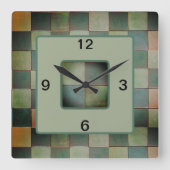 Quadratuhr mit grünem Handwerker Tile Quadratische Wanduhr (Vorderseite)