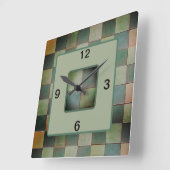 Quadratuhr mit grünem Handwerker Tile Quadratische Wanduhr (Winkel)