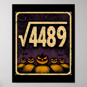 Quadratwurzel 4489 Halloween-Kürbis-Mathematik-Wit Poster