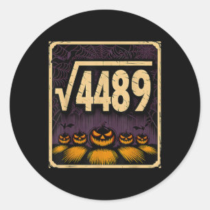 Quadratwurzel 4489 Halloween-Kürbis-Mathematik-Wit Runder Aufkleber