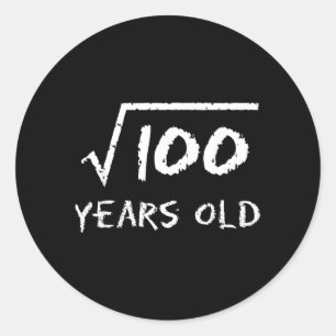 Quadratwurzel aus 100 10. Geburtstag 10 Jahre alt Runder Aufkleber