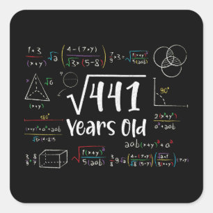 Quadratwurzel aus 441 21. Geburtstag 21 Jahre alte Quadratischer Aufkleber