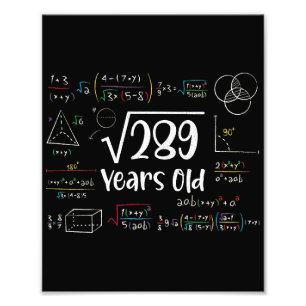 Quadratwurzel von 289 17. Geburtstag 17 Jahre alte Fotodruck