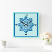 Quadratzalblau und türkisfarbene Wanduhr (Zuhause)