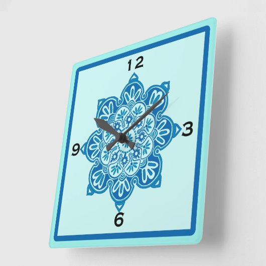 Quadratzalblau und türkisfarbene Wanduhr (Winkel)